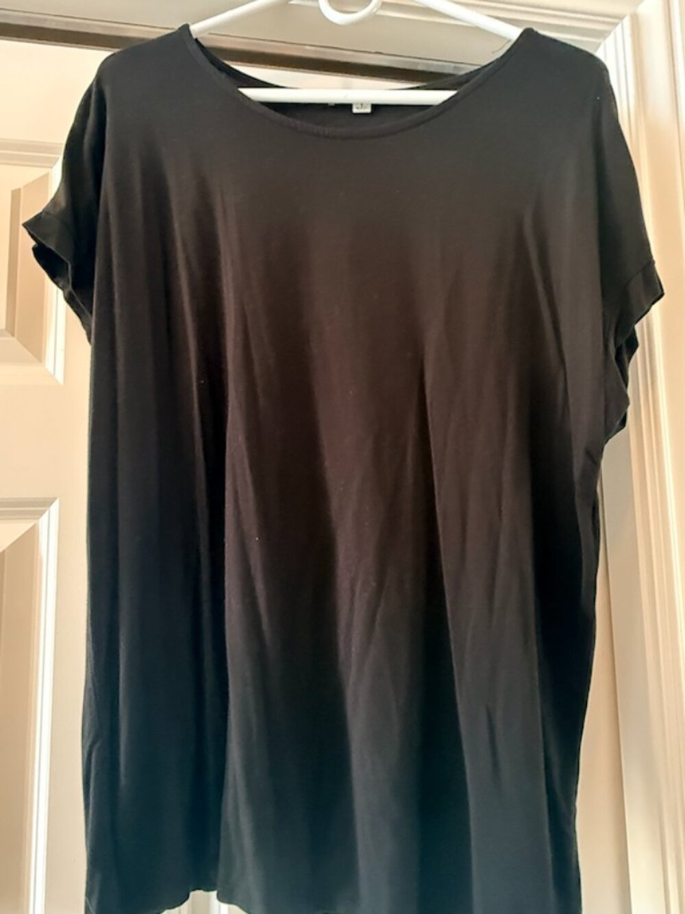 Green Envelope Black Dolman Sleeve Top Size Large Soft Stretch Tee